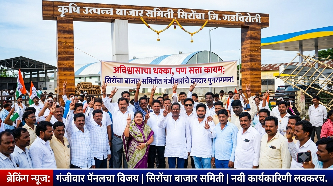 अविश्वासाचा धक्का, पण सत्ता कायम; सिरोंचा बाजार समितीत गंजीवारांचे दमदार पुनरागमन!