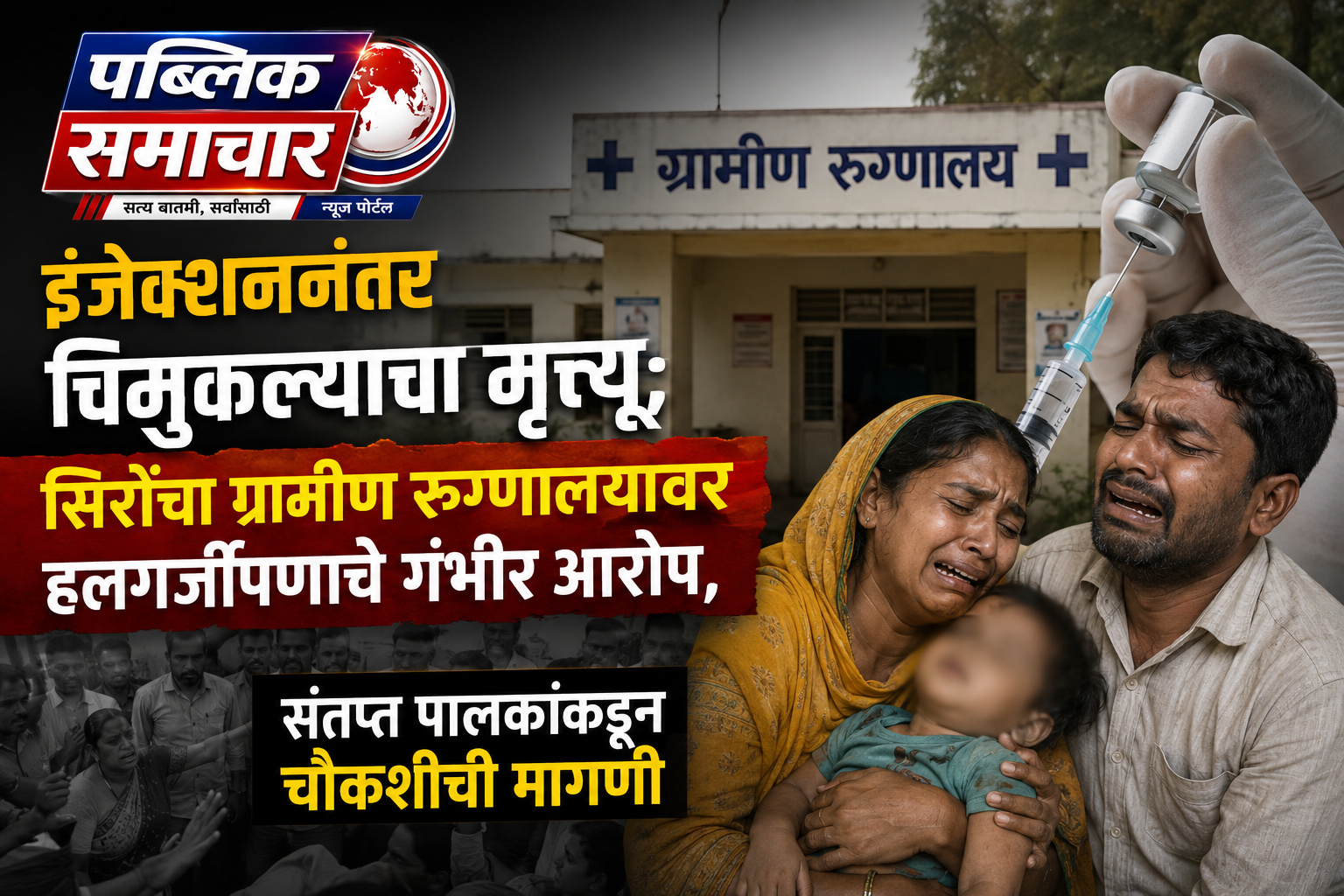 इंजेक्शननंतर चिमुकल्याचा मृत्यू; सिरोंचा ग्रामीण रुग्णालयावर हलगर्जीपणाचे गंभीर आरोप, संतप्त पालकांकडून चौकशीची मागणी
